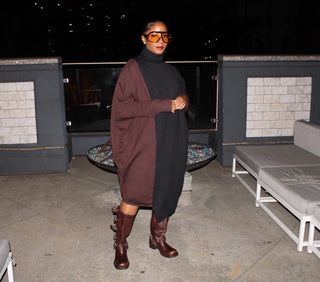 Chocolate drop knit sweater dress