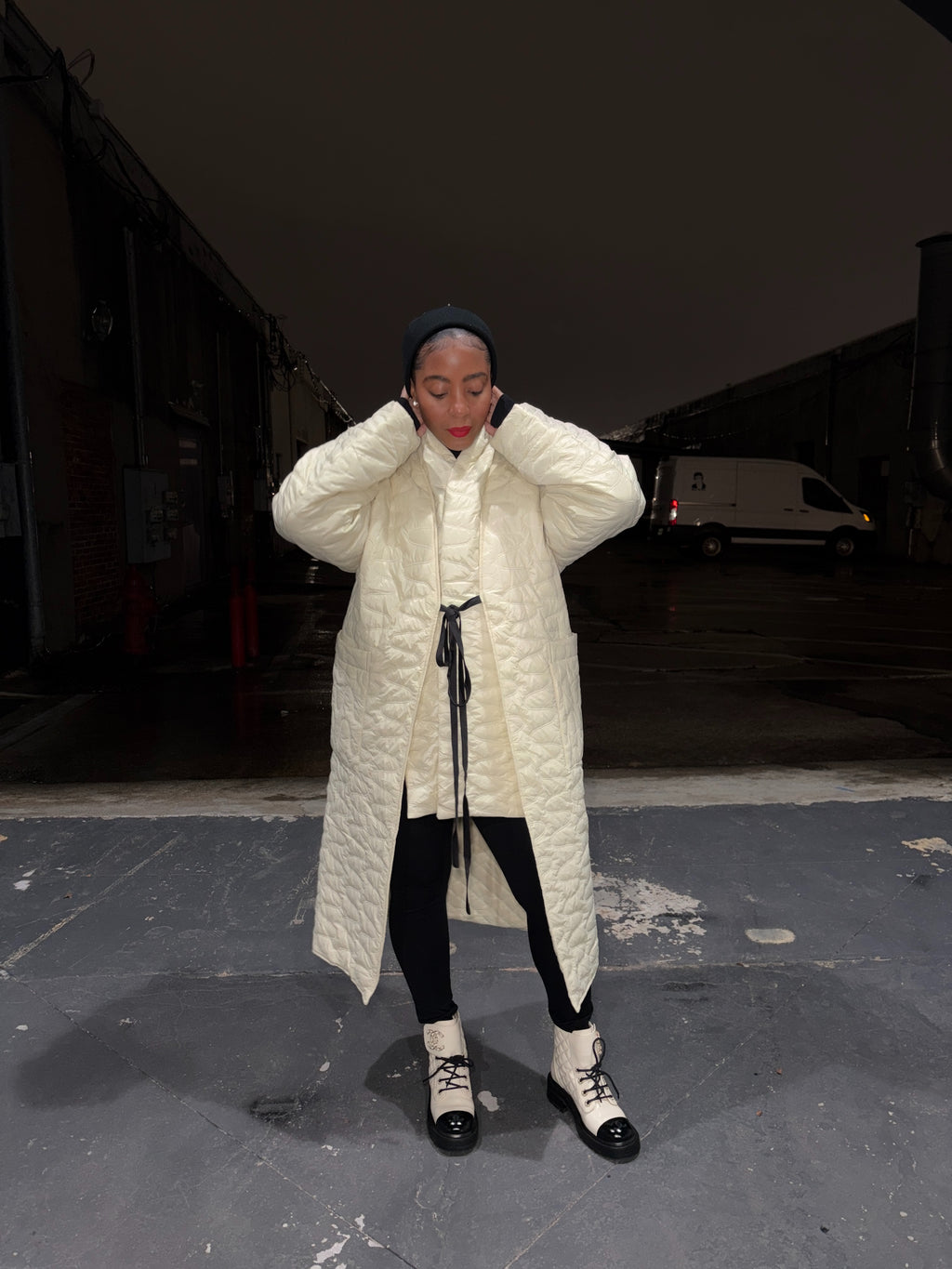 Quilted kimono coat with scarf - The Vault by Sacha
