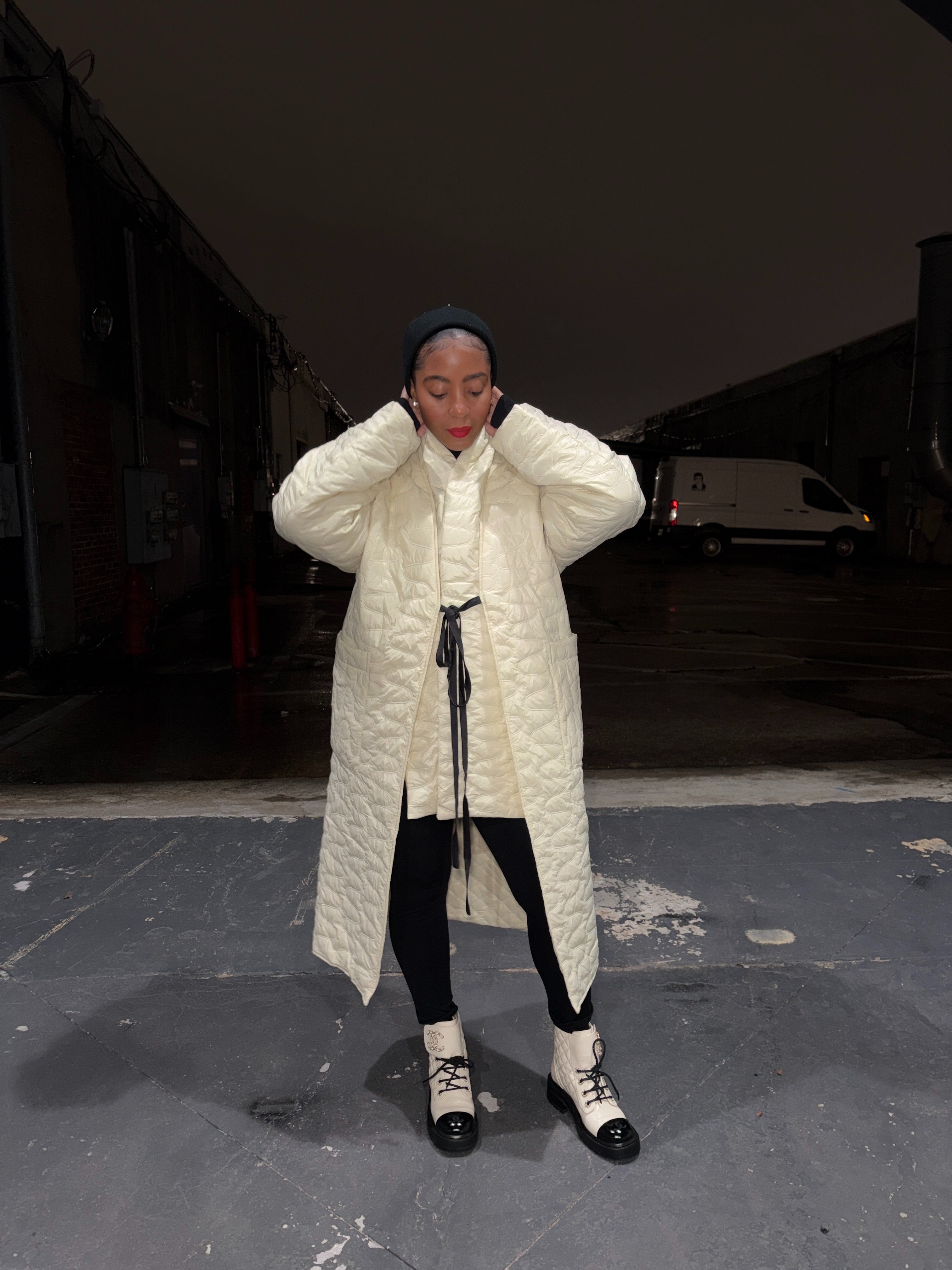 Quilted kimono coat with scarf - The Vault by Sacha