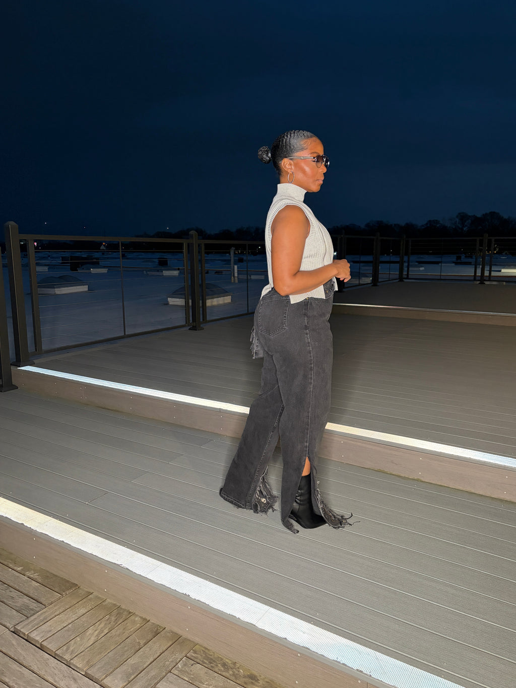 Custom One sided denim split bottom jeans - The Vault by Sacha