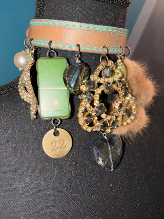 Crystals + Butterfly Fur Handmade Choker