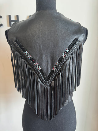 Tribal Bead Leather Vest - The Vault by Sacha