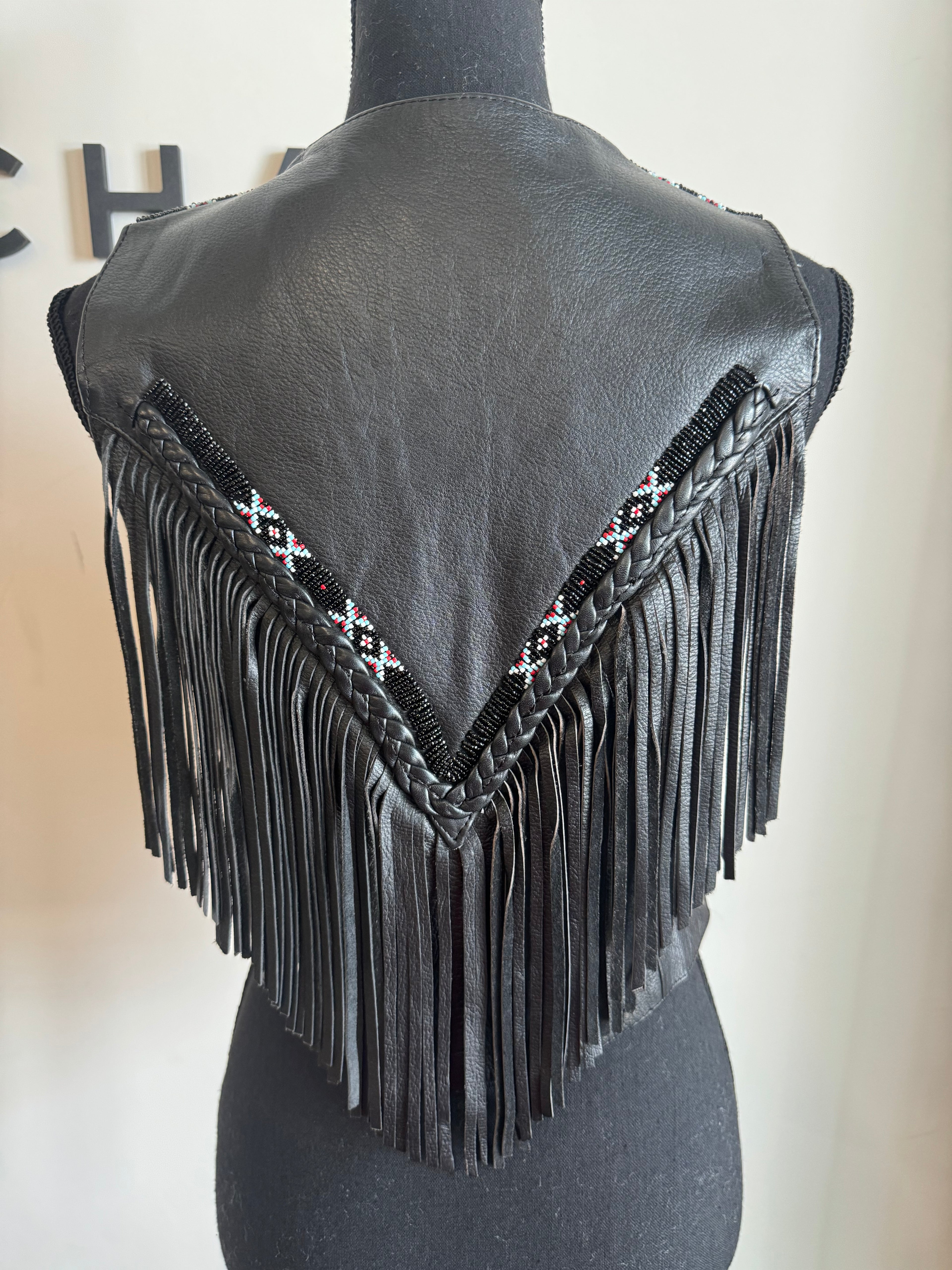Tribal Bead Leather Vest - The Vault by Sacha