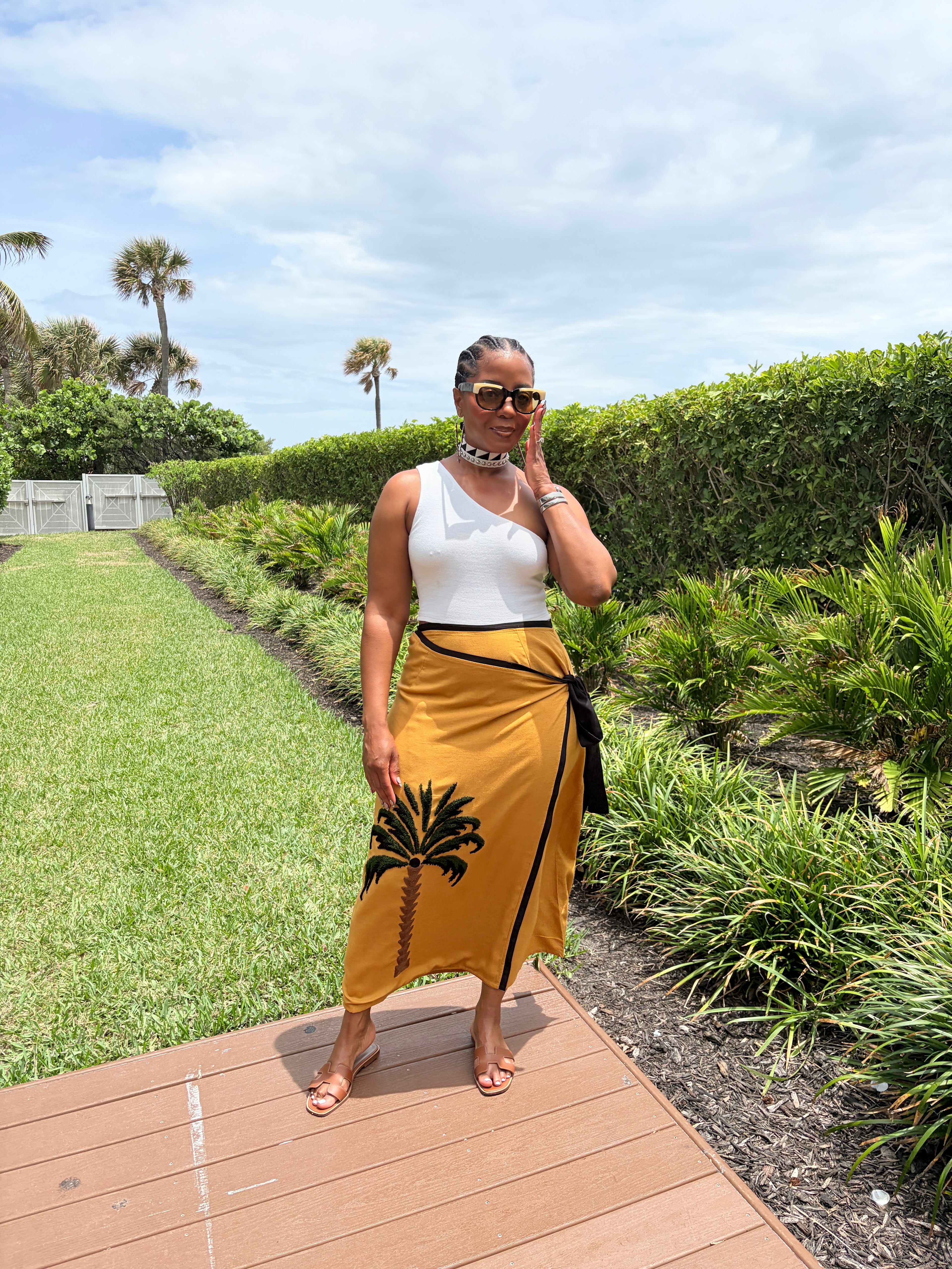 Medallion Palm Wrap Skirt - The Vault by Sacha