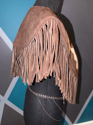 Brown Suede Fringe Poncho