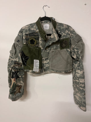 Custom Digital Print Crop Patchwork Jacket