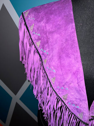 Violet Suede Fringe Poncho