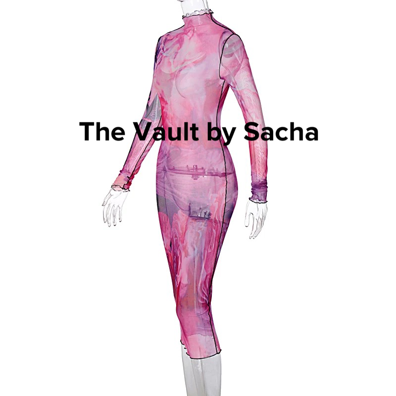 Watercolors Sheer Dress - The Vault by Sacha