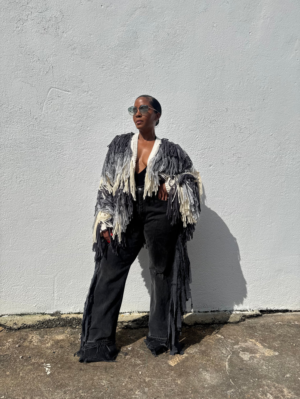 Custom Distressed Gray Fringe Chaps - The Vault by Sacha