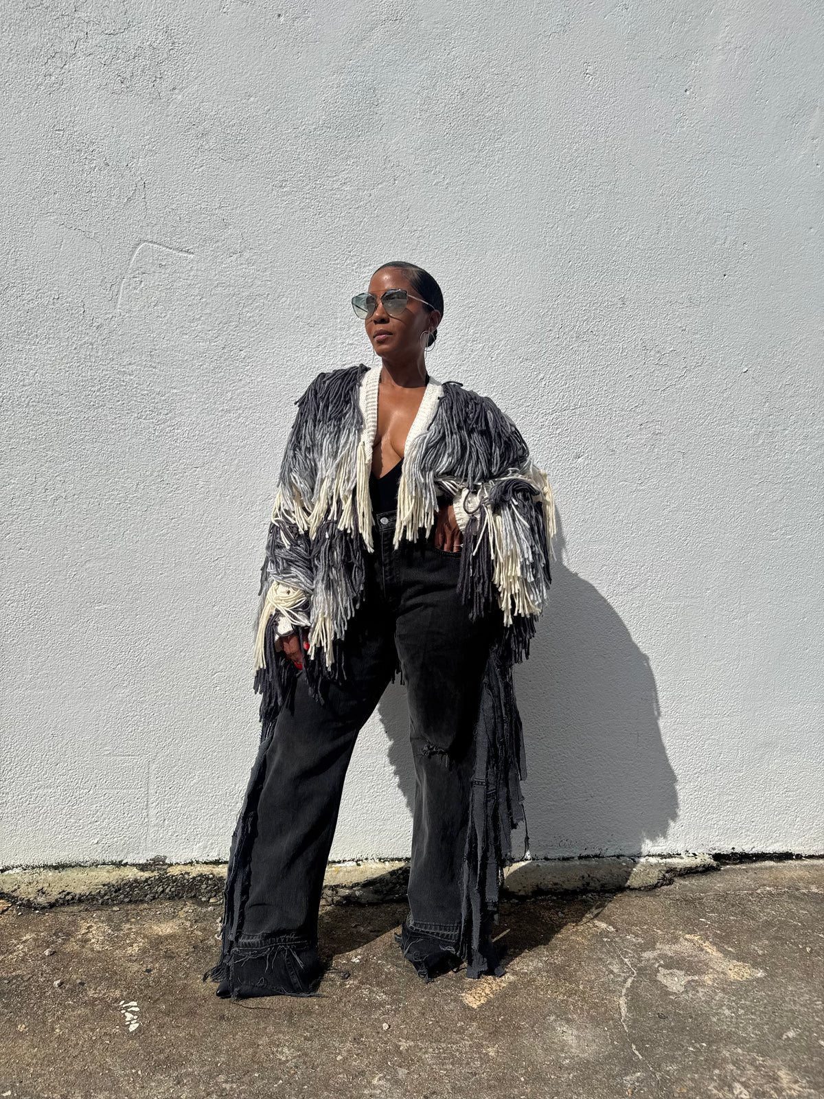 Custom Distressed Gray Fringe Chaps - The Vault by Sacha