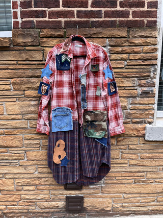 Custom 8 Army Love Multi Plaid Duster