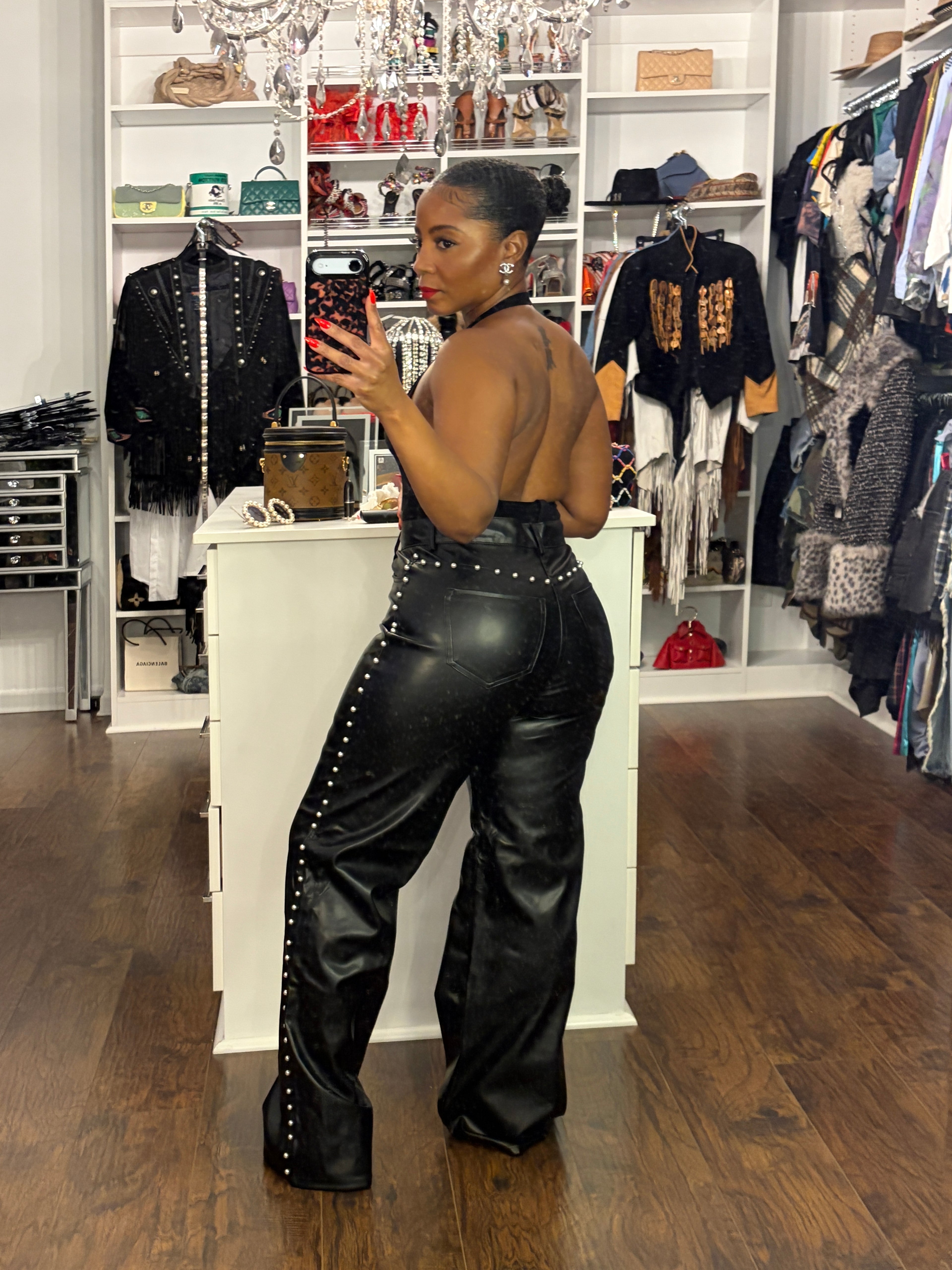 Pearl Studded Wide Leg Jeans - The Vault by Sacha