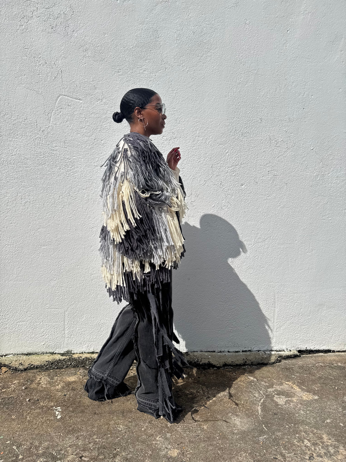 Custom Distressed Gray Fringe Chaps - The Vault by Sacha