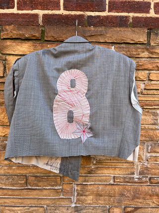 Custom Short Sleeve Gray Crop Blazer 8