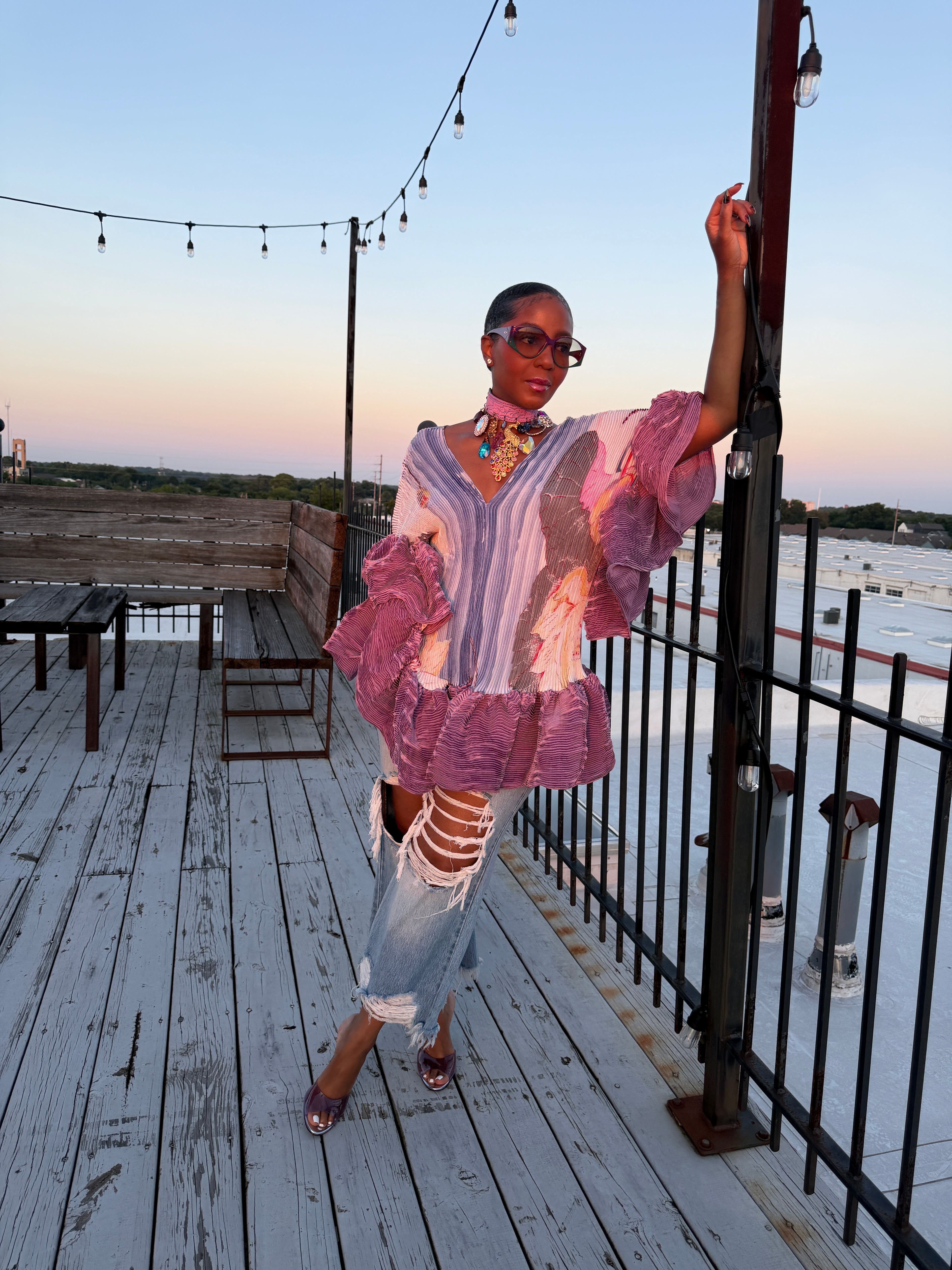Bohemian Bloom ruffle tunic