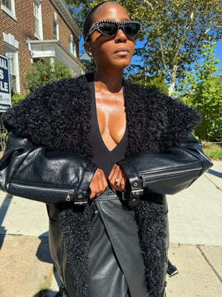 The One Shearling Fur Bomber Jacket - The Vault by Sacha