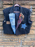 Custom Vintage Distressed Denim Crop Blazer - The Vault by Sacha
