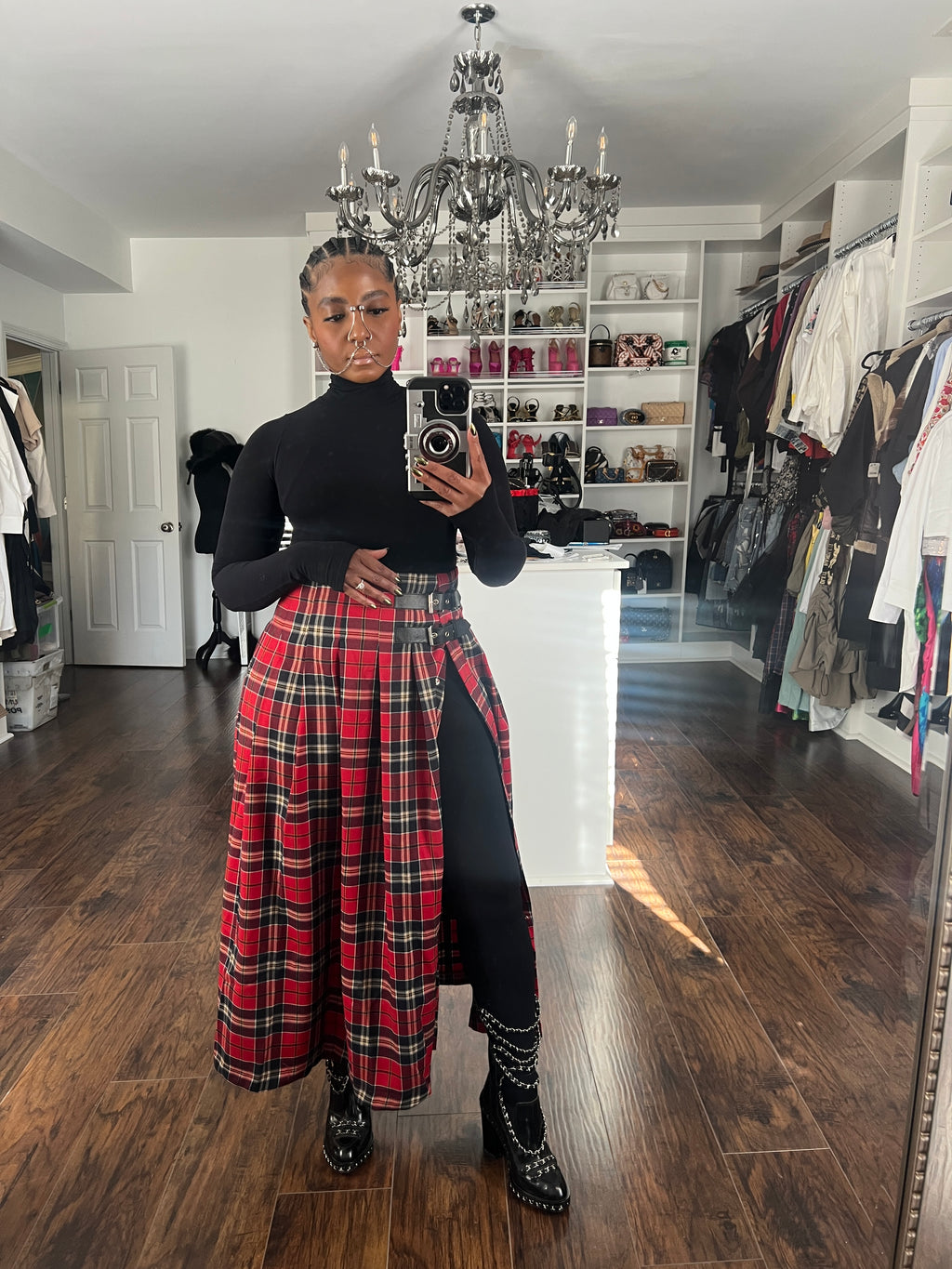 Tartan Plaid Slit Skirt - The Vault by Sacha