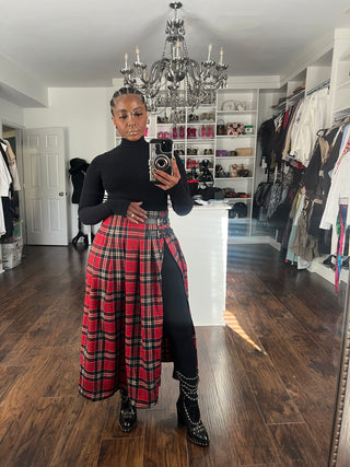 Tartan Plaid Slit Skirt - The Vault by Sacha