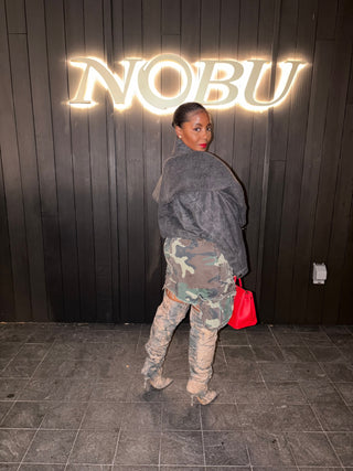 Charcoal Shearling-Corduroy Jacket