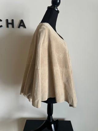 Tan Suede Leather Poncho - The Vault by Sacha
