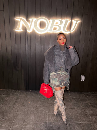 Charcoal Shearling-Corduroy Jacket