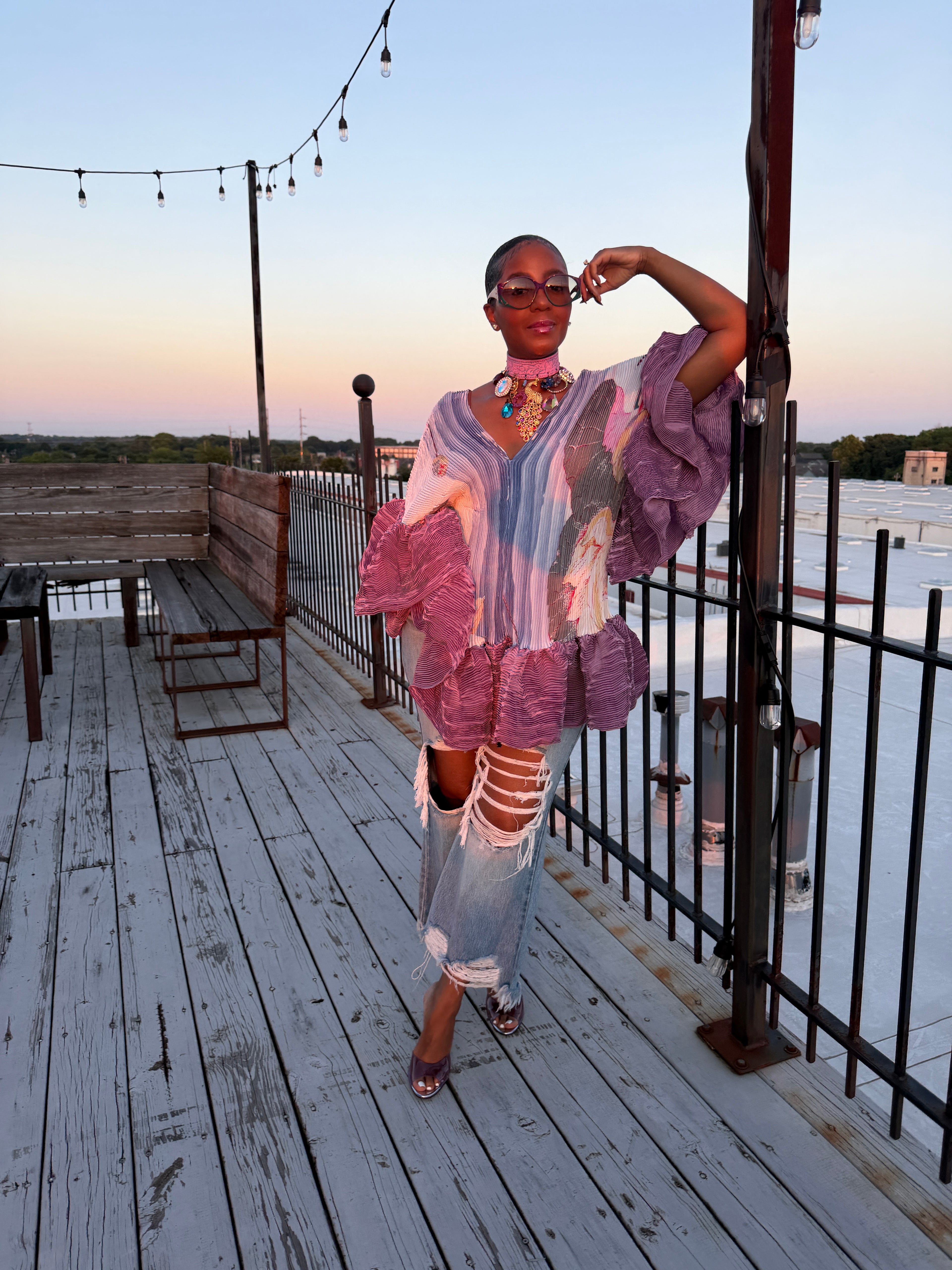 Bohemian Bloom ruffle tunic