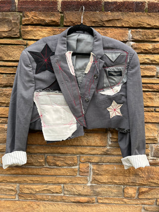 Custom Pronto Uomo Stars Patchwork Crop Blazer