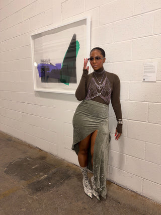 Velvet Crystal asymmetrical skirt