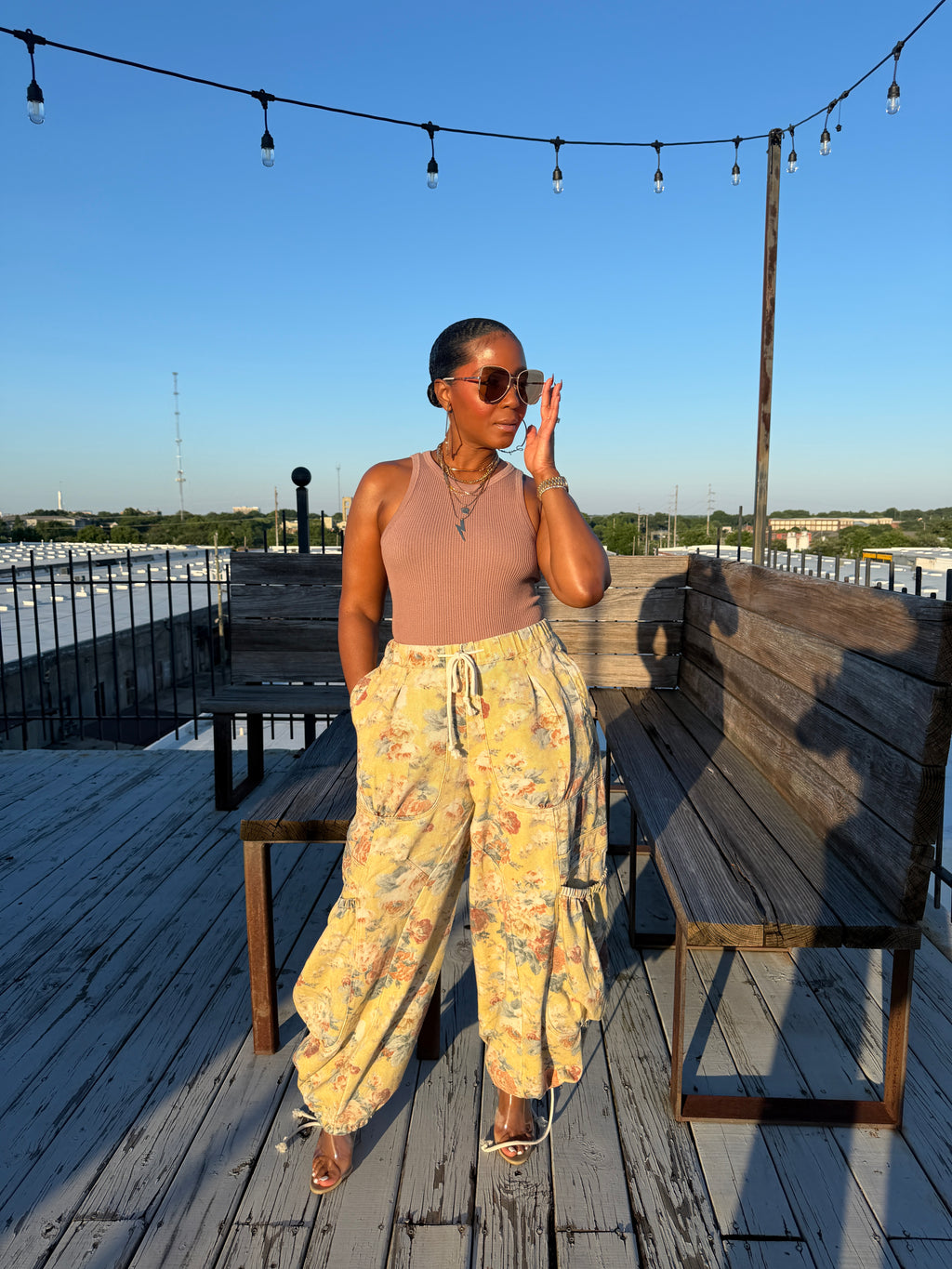 Sunset Bloom Cargo Pants