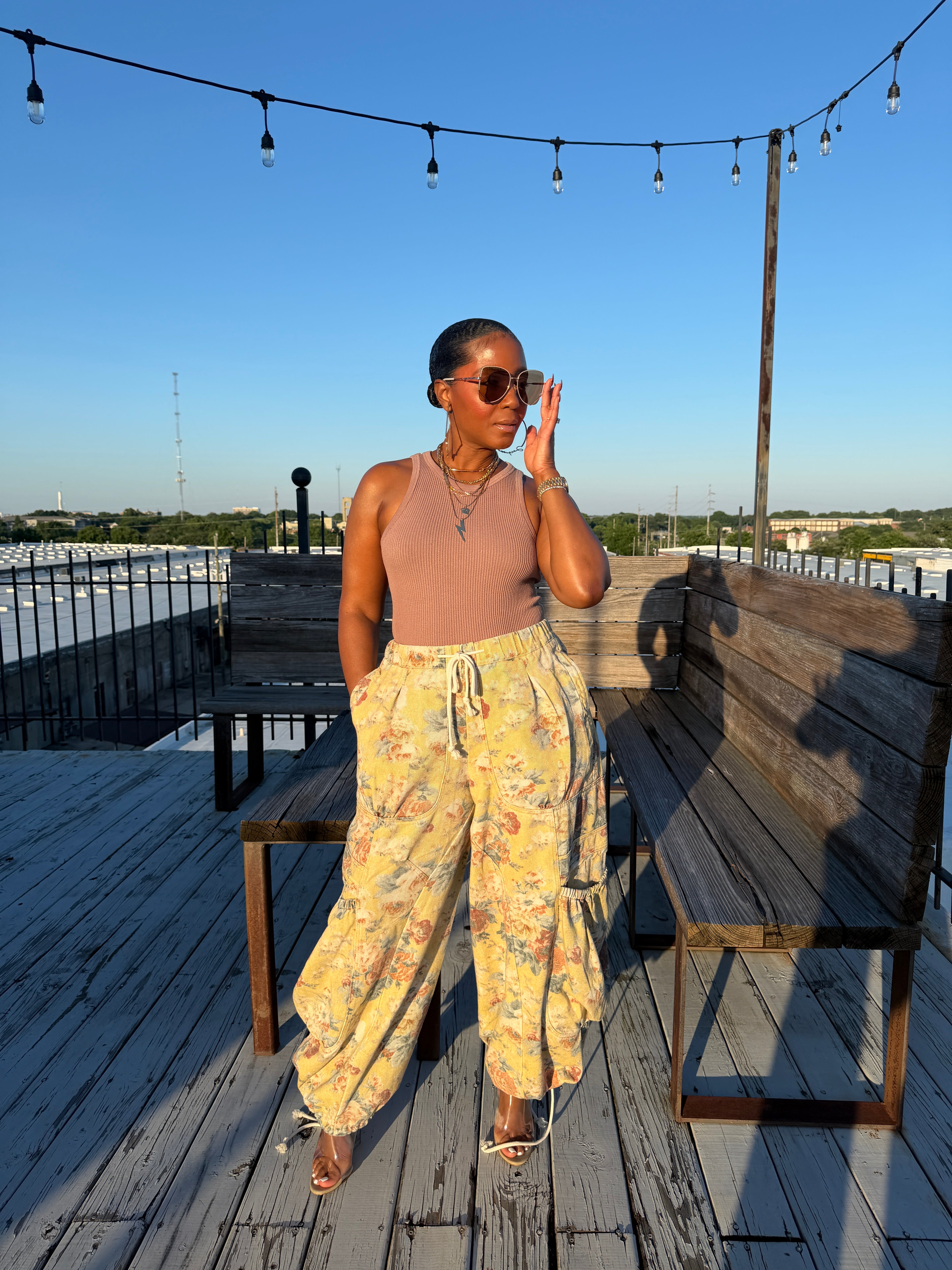 Sunset Bloom Cargo Pants