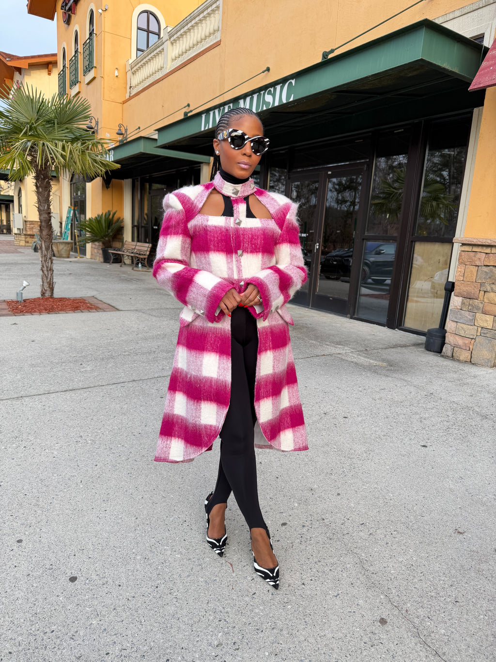 Magenta Mohair Cut out Coat - The Vault by Sacha