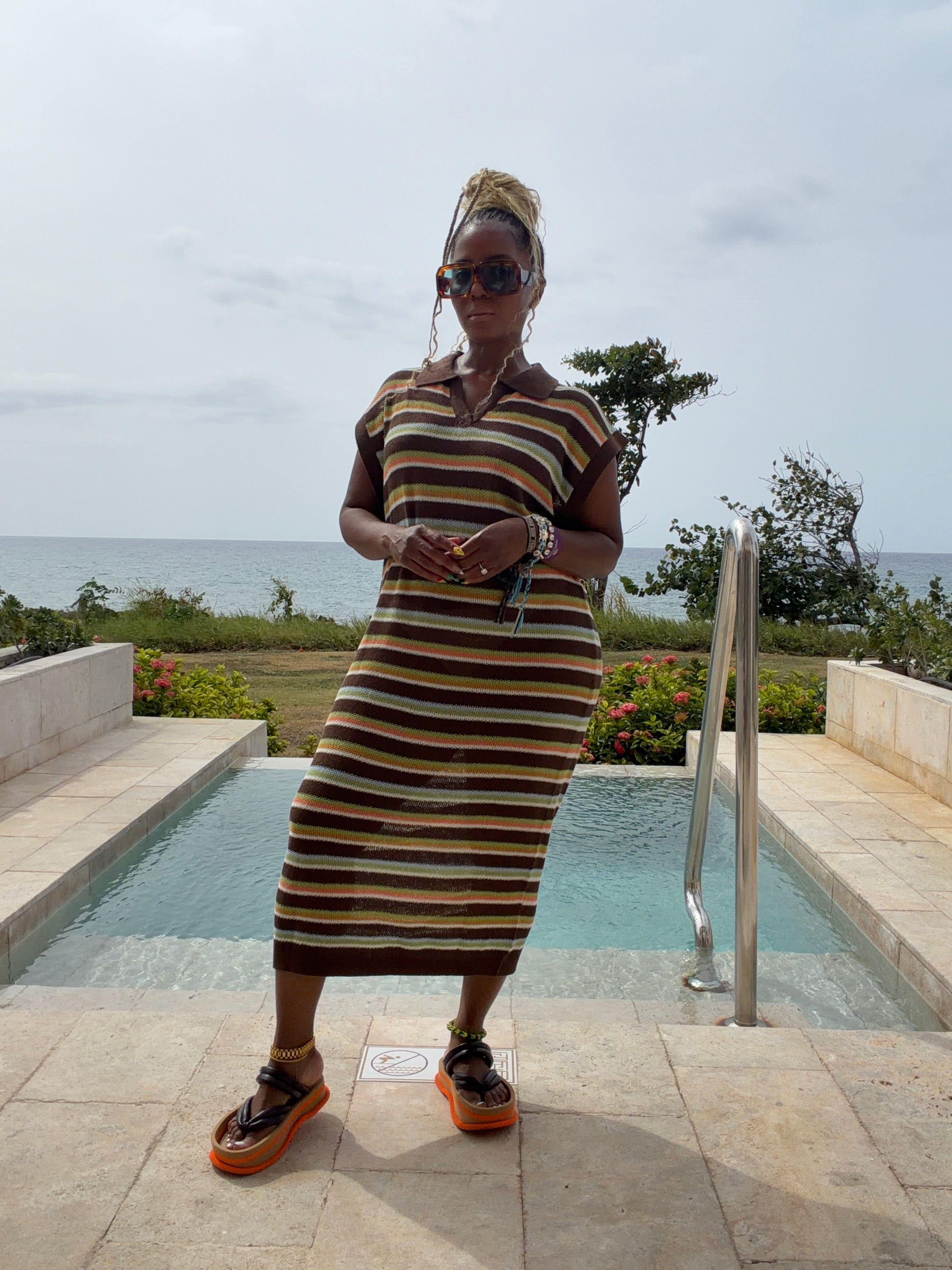 Earth and Sea knit polo dress