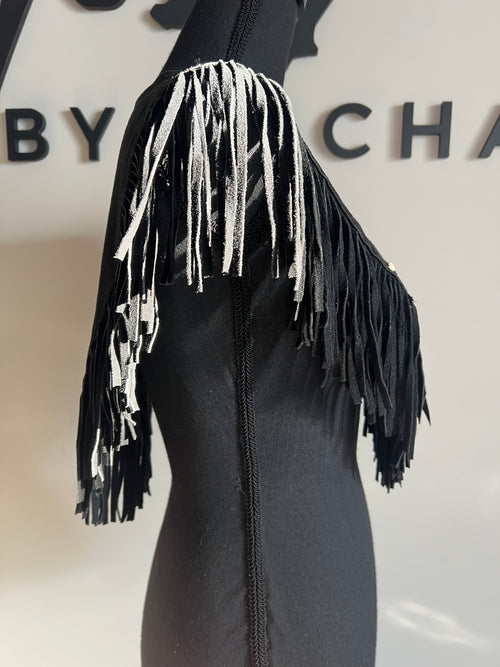 3 Metal Bead Suede Poncho - The Vault by Sacha