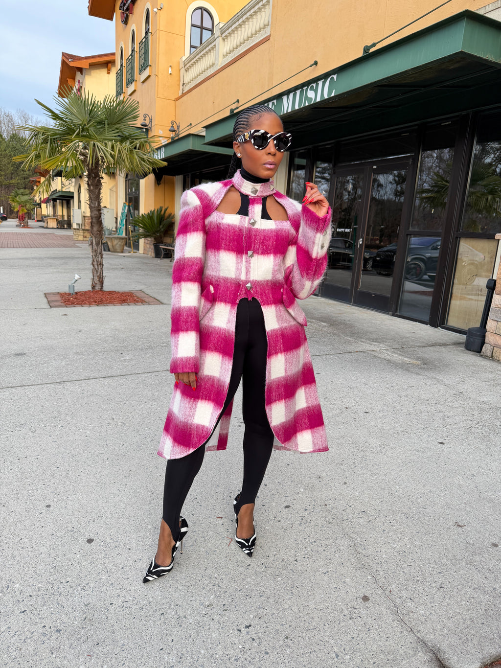 Magenta Mohair Cut out Coat - The Vault by Sacha