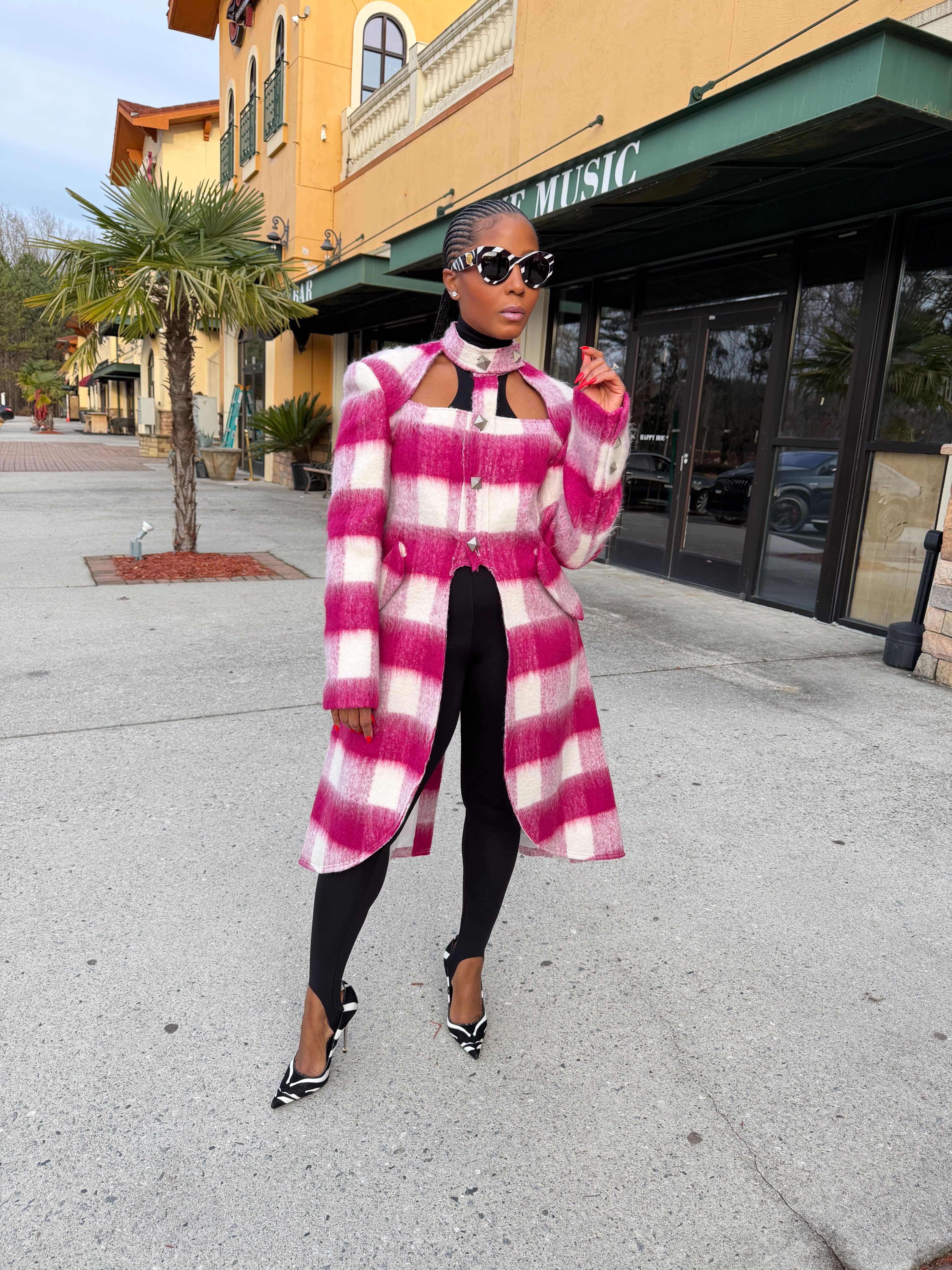 Magenta Mohair Cut out Coat - The Vault by Sacha