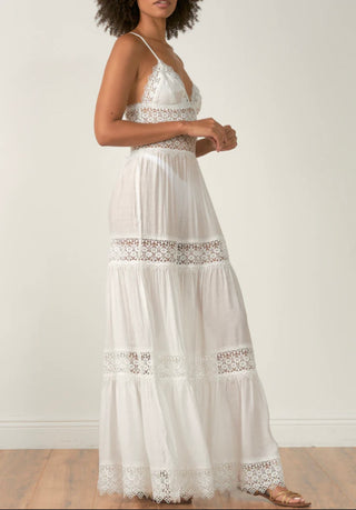 Lace Panel Strap Dress-WHITE - The Vault by Sacha