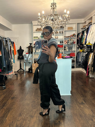 Tie Front Black Sweatpants - The Vault by Sacha