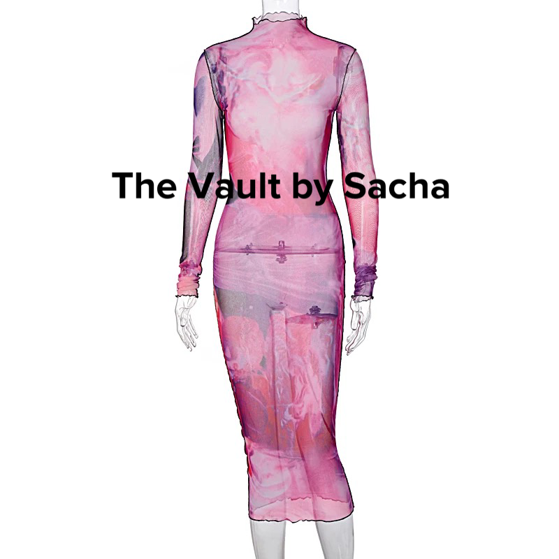 Watercolors Sheer Dress - The Vault by Sacha