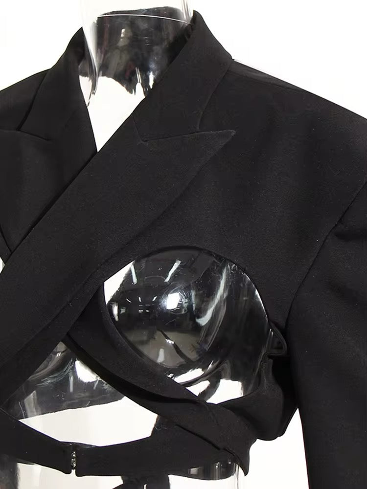 Black Cropped Cut Out Blazer - The Vault by Sacha