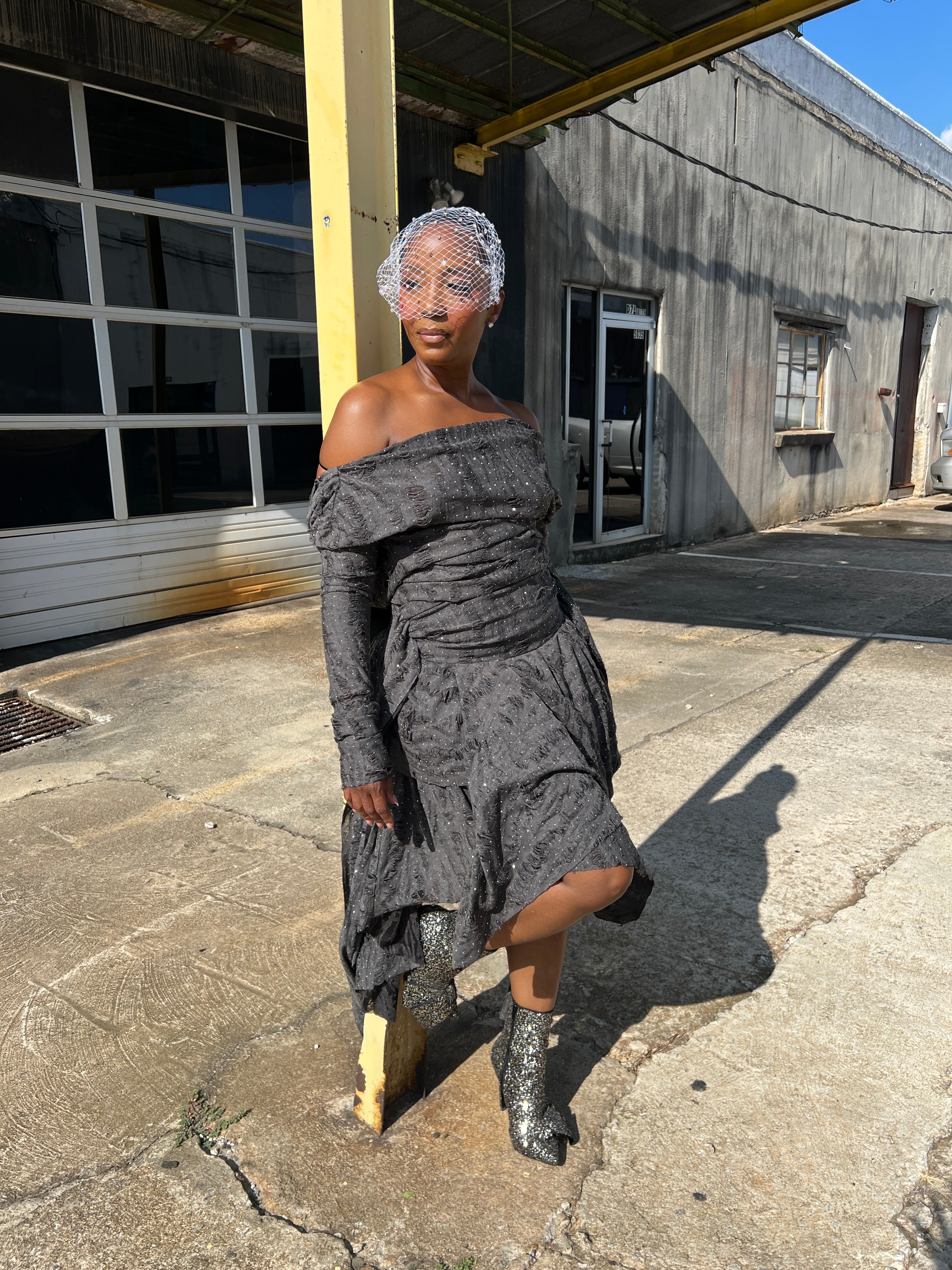 Drape Distressed Skirt Set - The Vault by Sacha