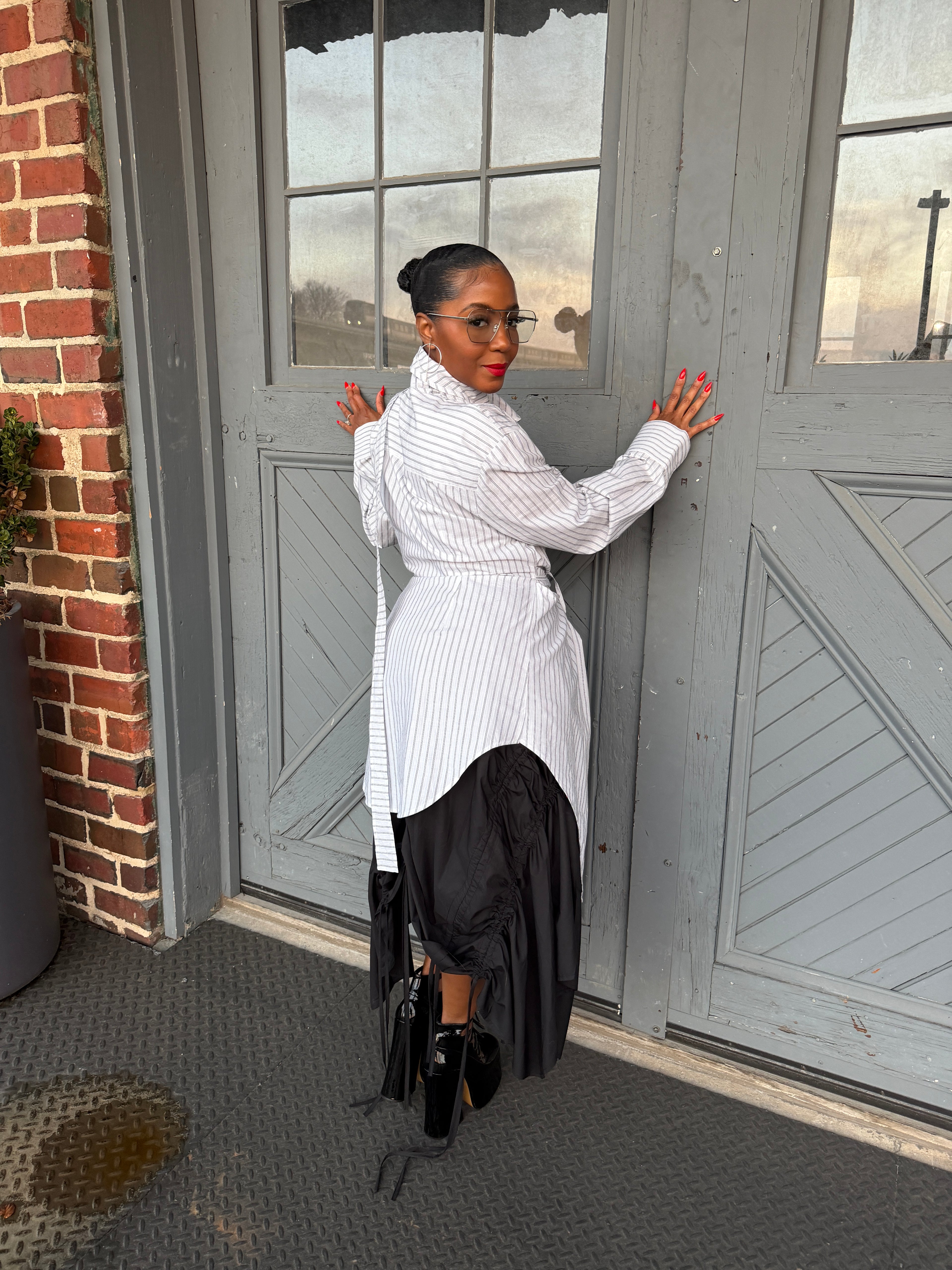 Pinstripe Tunic Shirt-Preorder - The Vault by Sacha