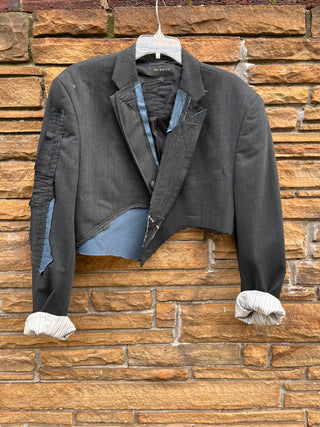 Custom Twinhill Gray & Blue Crop Blazer
