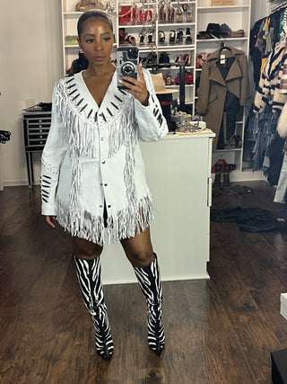 Genuine Leather Fringe Top/Dress