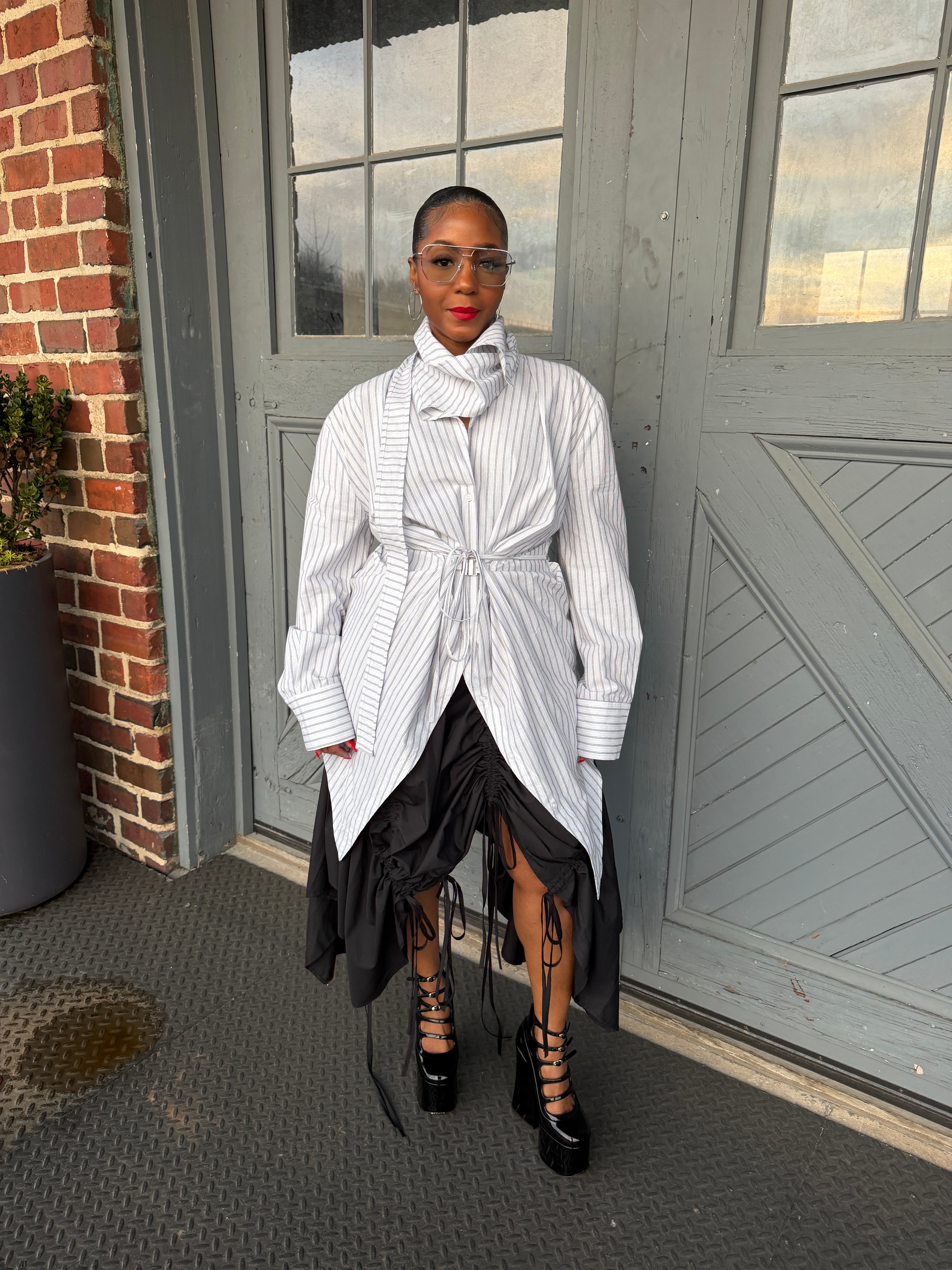 Pinstripe Tunic Shirt-Preorder - The Vault by Sacha