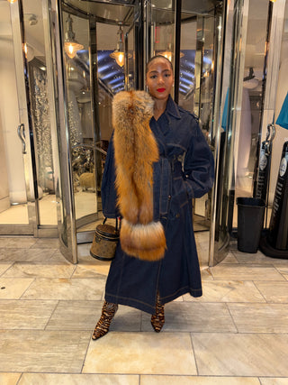 Red Fox Fur Scarf w/pockets