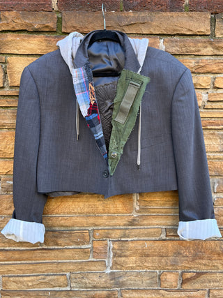 Custom Crop Hoodie Blazer Army 8