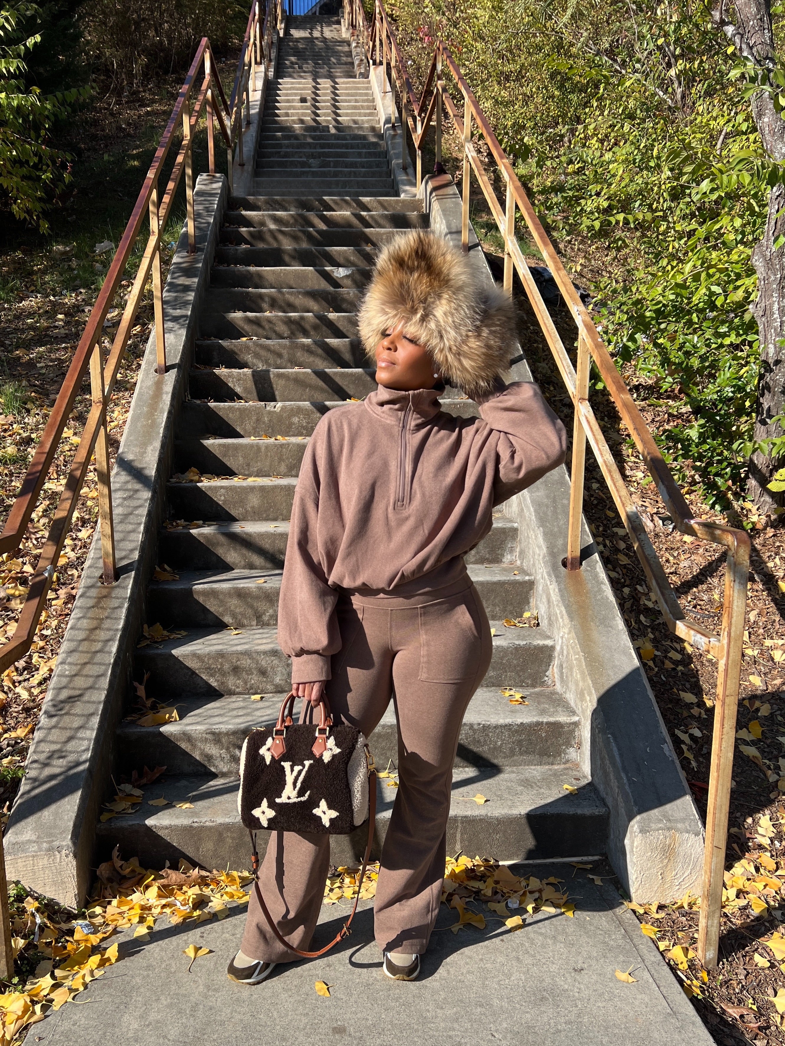 Brown Genuine Leather & Fox Fur Trapper Hat - The Vault by Sacha