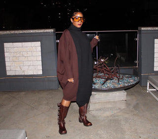 Chocolate drop knit sweater dress