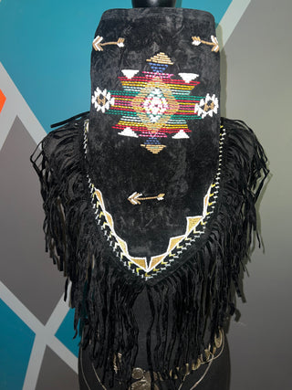 Velvet Embroidered Fringe Poncho